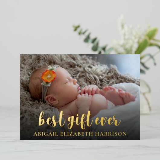 ギフト最高のエバー新生児写真クリスマスカード 箔シーズンカード (立ち正面)