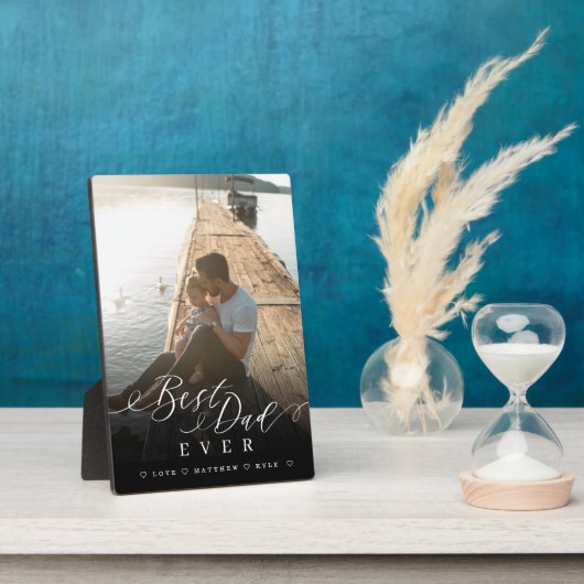 ギフト最高のパパのEverエレガントスクリプト&フルフォト フォトプラーク (側面)