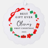 ギフト最高の初めてのクリスマス オーナメントカード (裏面)