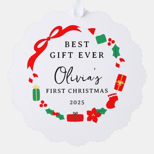 ギフト最高の初めてのクリスマス オーナメントカード (裏面)