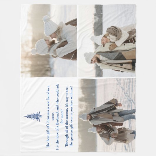 ギフト最高の、夫、クリスマスのパゴダ3枚の写真 フリースブランケット (正面)