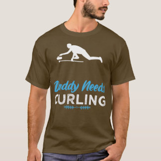 ギフト用のパパおもしろいカーリングデザイン Tシャツ