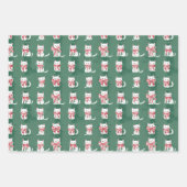 ギフト用の弓を持つクリスマス与え子猫 ラッピングペーパーシート (正面)