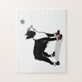 ギフト用の箱が付いている冬のボストンテリア犬のパズル ジグソーパズル (縦)