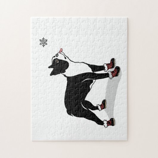 ギフト用の箱が付いている冬のボストンテリア犬のパズル ジグソーパズル (縦)