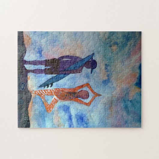 ギフト用の箱が付いている波のヨガの絵画の芸術の写真のパズル ジグソーパズル (横)