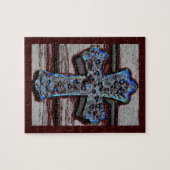 ギフト用の箱が付いている青い十字の写真のパズル ジグソーパズル (横)