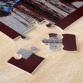 ギフト用の箱が付いている青い十字の写真のパズル ジグソーパズル (側面)