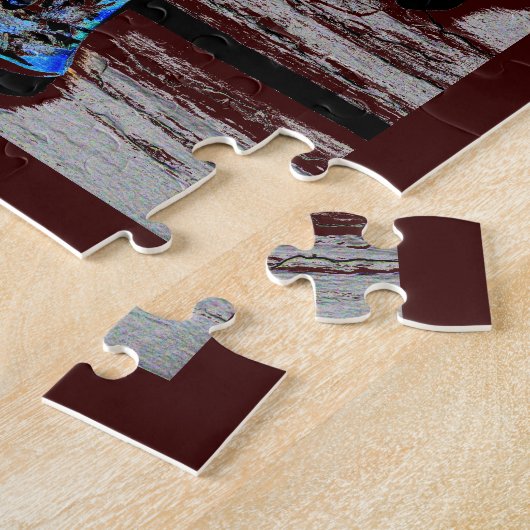 ギフト用の箱が付いている青い十字の写真のパズル ジグソーパズル (側面)