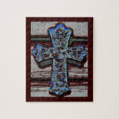 ギフト用の箱が付いている青い十字の写真のパズル ジグソーパズル (縦)