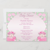 ギフト用の箱のバラのベビーシャワーの対の女の子 招待状 (裏面)