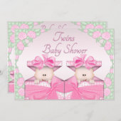 ギフト用の箱のバラのベビーシャワーの対の女の子 招待状 (正面/裏面)