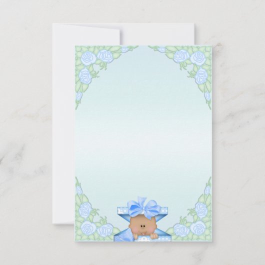 ギフト用の箱の民族の男の赤ちゃんおよびバラは感謝していしています サンキューカード (裏面)