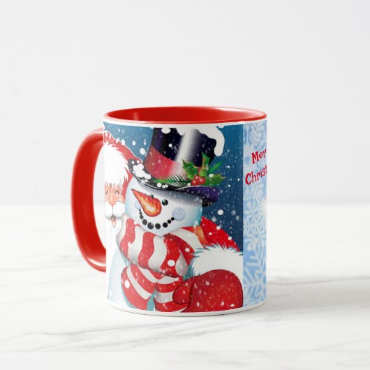 ギフト用クリスマスフォト与えカップ追加文字サンタ マグカップ (正面左)