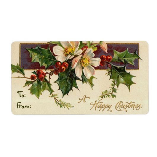 ギフト用ヴィンテージクリスマスドッグウッドのラベル ラベル (正面)