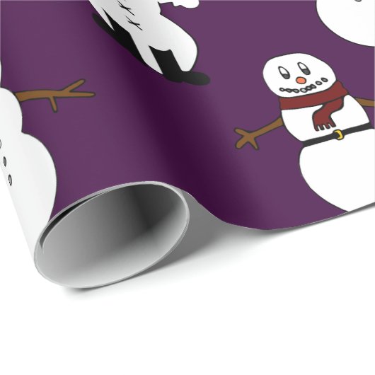 ギフト用包装紙の包装紙の紫色の雪だるまのクリスマス ラッピングペーパー (ロールコーナー)