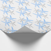 ギフト用包装紙の航海のなヒトデは青を浜に引き上げます ラッピングペーパー (角)