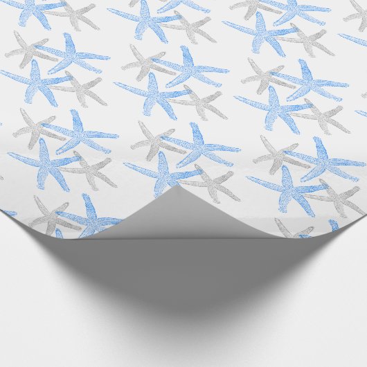 ギフト用包装紙の航海のなヒトデは青を浜に引き上げます ラッピングペーパー (角)