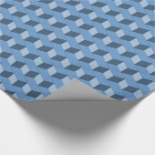 ギフト用包装紙-青の3Dブロック ラッピングペーパー (角)