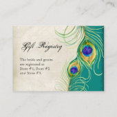 ギフト登録カード – 孔雀の羽結婚のセット エンクロージャーカード (裏面)