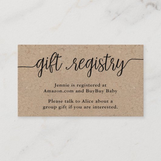 ギフト登録カードKraft赤素朴ちゃんシャワー エンクロージャーカード (正面)