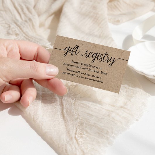 ギフト登録カードKraft赤素朴ちゃんシャワー エンクロージャーカード