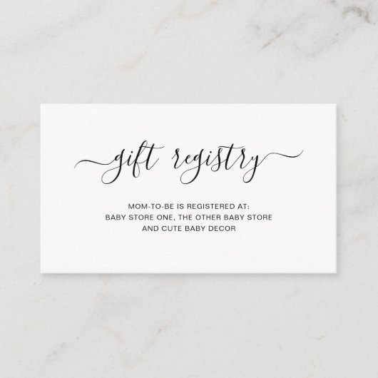 ギフト登録男女兼用シンプル赤ちゃんシャワー エンクロージャーカード (正面)