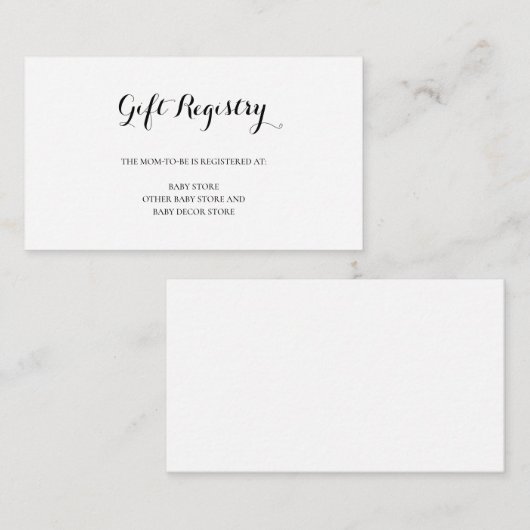 ギフト登録男女兼用シンプル赤ちゃんシャワー エンクロージャーカード (正面/裏面)