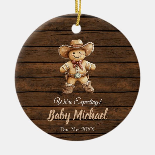 ギフト素朴を期待している木製ジンジャーブレッド セラミックオーナメント (正面)