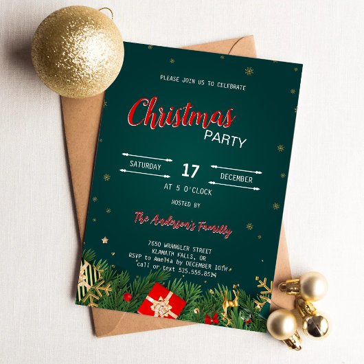 ギフト素朴スタークリスマスパーティー 招待状