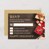 ギフト素朴ボックス、クリスマスパーティーRSVP 出欠カード (正面/裏面)