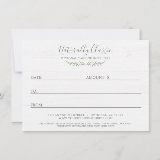 ギフト素朴券の木・植物葉 (裏面)