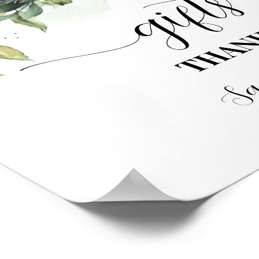 ギフト緑のユーカリ赤ちゃんシャワーのサイン ポスター (角)