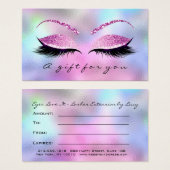 ギフト証グラデーション券ピンクのラッシュエクステンション (正面&裏面)
