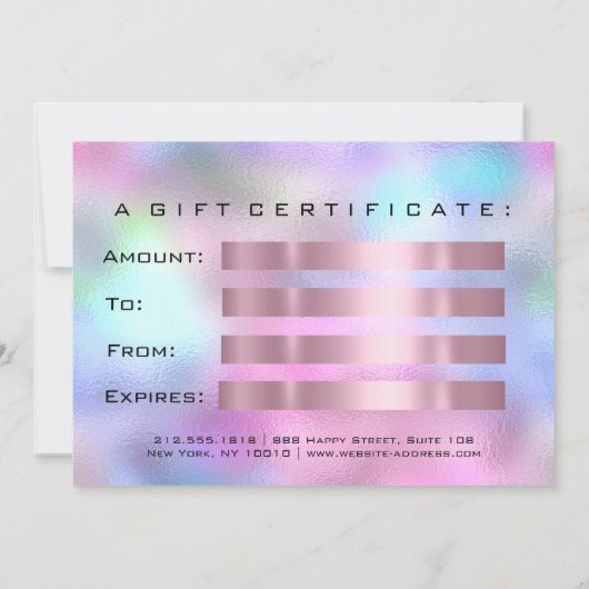 ギフト証グラデーション券ピンクの美しいメイクアップ (裏面)