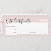 ギフト証シックエレガント赤面ピンクローズ金ゴールド 招待状 (正面/裏面)