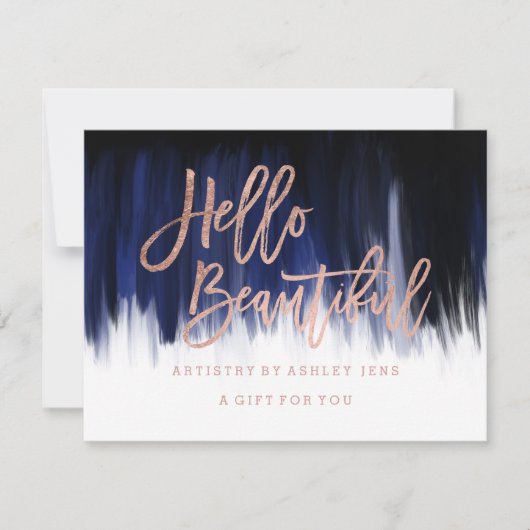 ギフト証フェイク券シックバラ金ゴールドhello blue 招待状 (正面)