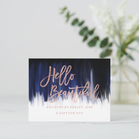 ギフト証フェイク券シックバラ金ゴールドhello blue 招待状 (スタンド正面)