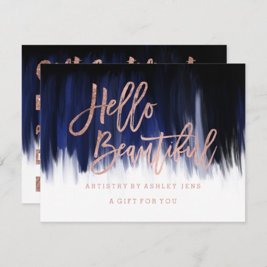 ギフト証フェイク券シックバラ金ゴールドhello blue 招待状 (正面/裏面)