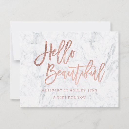 ギフト証フェイク券シックバラ金ゴールドhello marble 招待状 (正面)