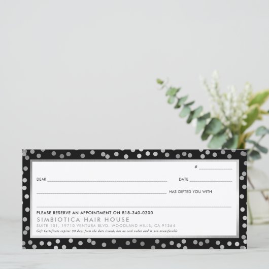 ギフト証モダン券グラムドット銀黒 (スタンド正面)