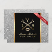 ギフト証モダン券シルバーグリッターヘアメイク (正面/裏面)