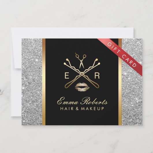 ギフト証モダン券シルバーグリッターヘアメイク (正面)