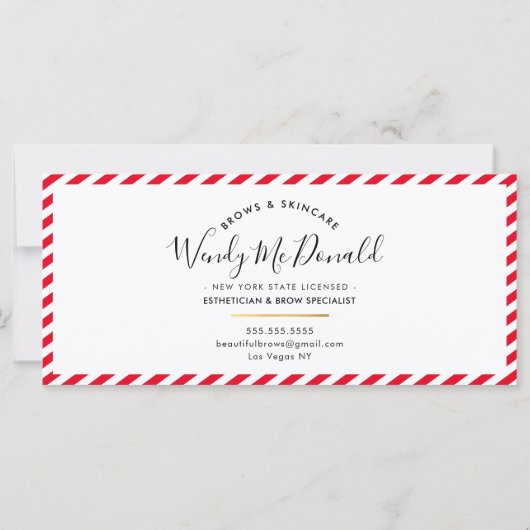 ギフト証モダン書クリスマスストライプレッドすてき (裏面)