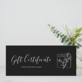 ギフト証明ロゴ スクリプト ミニマリスト ブラック (スタンド正面)