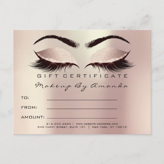 ギフト証明書の点滅の拡張メイクアップブルーピンク ポストカード (正面)