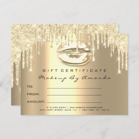 ギフト証明書の点滅キスLIpsメイクアップ金ゴールド ポストカード (正面/裏面)