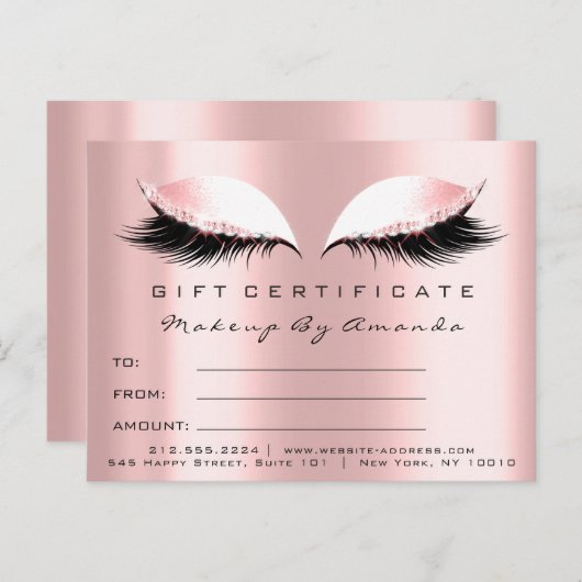 ギフト証明書まつげ拡張メイクアップアーティスト ポストカード (正面/裏面)
