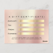 ギフト証明書アイズバラ金ゴールドメイクアップアーティスト ポストカード (裏面)