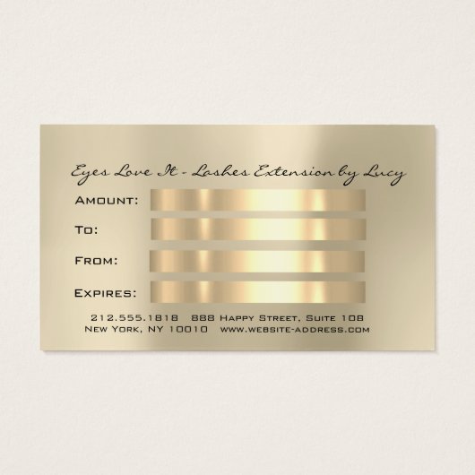 ギフト証明書アイボリーアイラッシュ拡張機能メイクアップ (裏面)